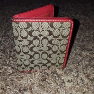 Coach Red and Brown card holder